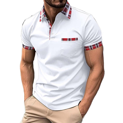 Generic Mens Polo Shirts Short Sleeve Fashion Casual Summer Pocket Polo Shirts Lightweight Summer Tops for Men Camisetas Polo para Hombre Polo De Algodón para Hombre White X-Large