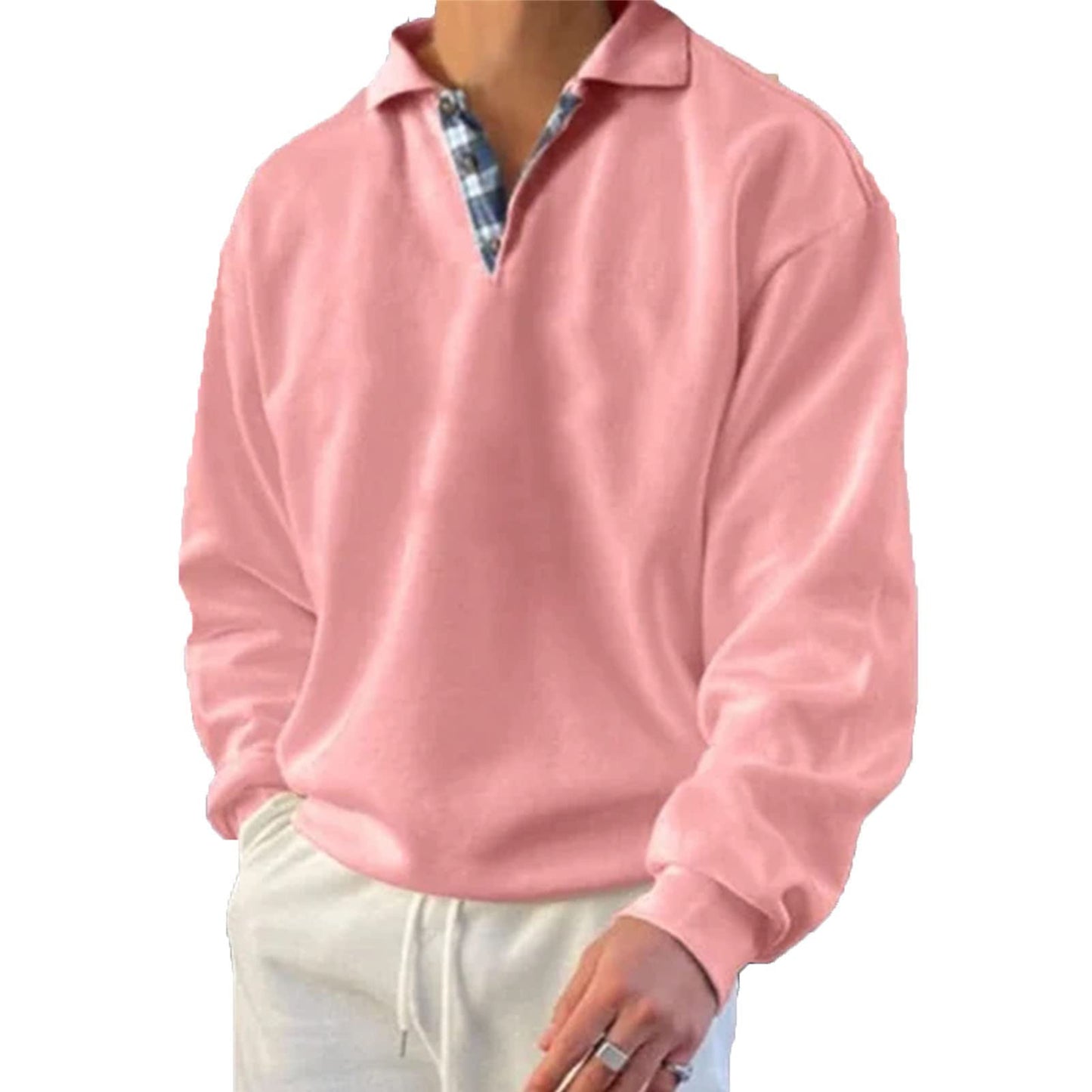 Men’s Classic Polo Shirt Long Sleeve Pullover Gentleman Ocean Sweatshirts Lightweight Casual Tops